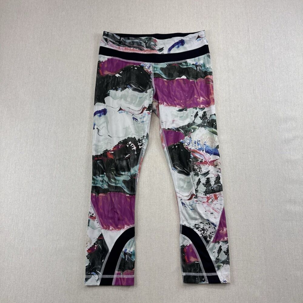 Lululemon Run Inspire Crop II Luxtreme SIZE 4 Pigment Wave Black Running Legging